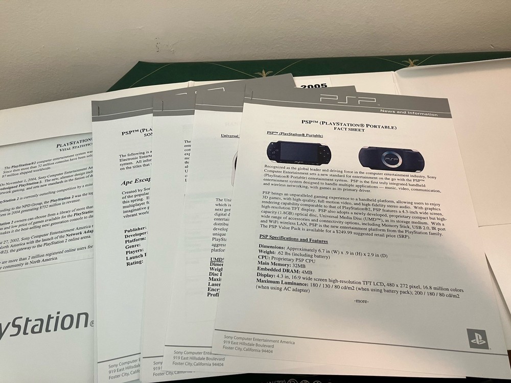 Sony E3 2005 Press Kit Folder: Press Releases, PS3 Announcement, Software List