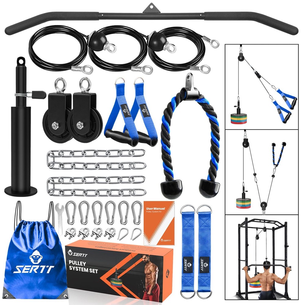 Home Gym Pulley System, Tricep Workout Pulley System for LAT Pulldown, Biceps...