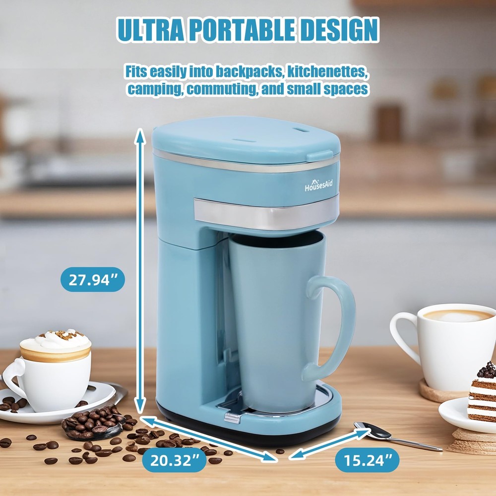 Coffee Machine Single Serve Coffee MakerOne Cup Coffee Maker with Reusable Fi...