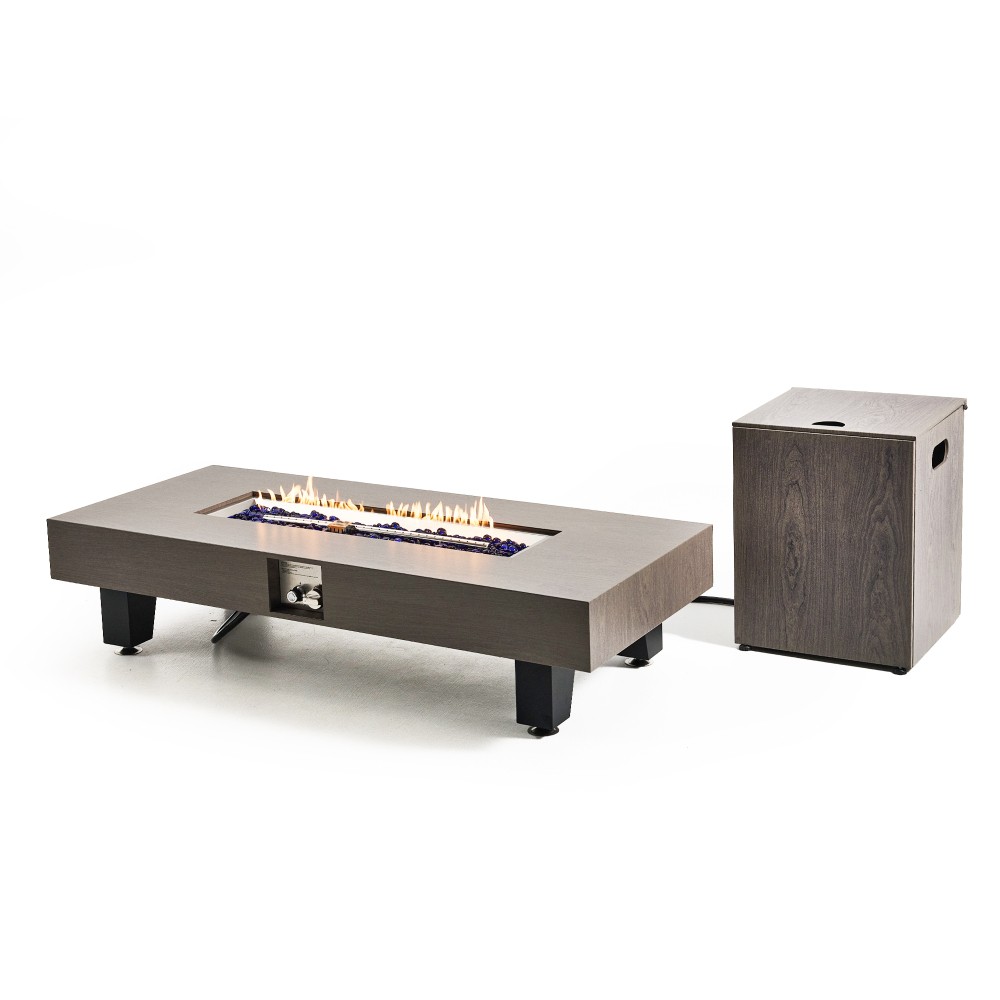 54" Rectangular Propane Fire Pit Table 50K BTU Low-Profile Modern Patio Heater