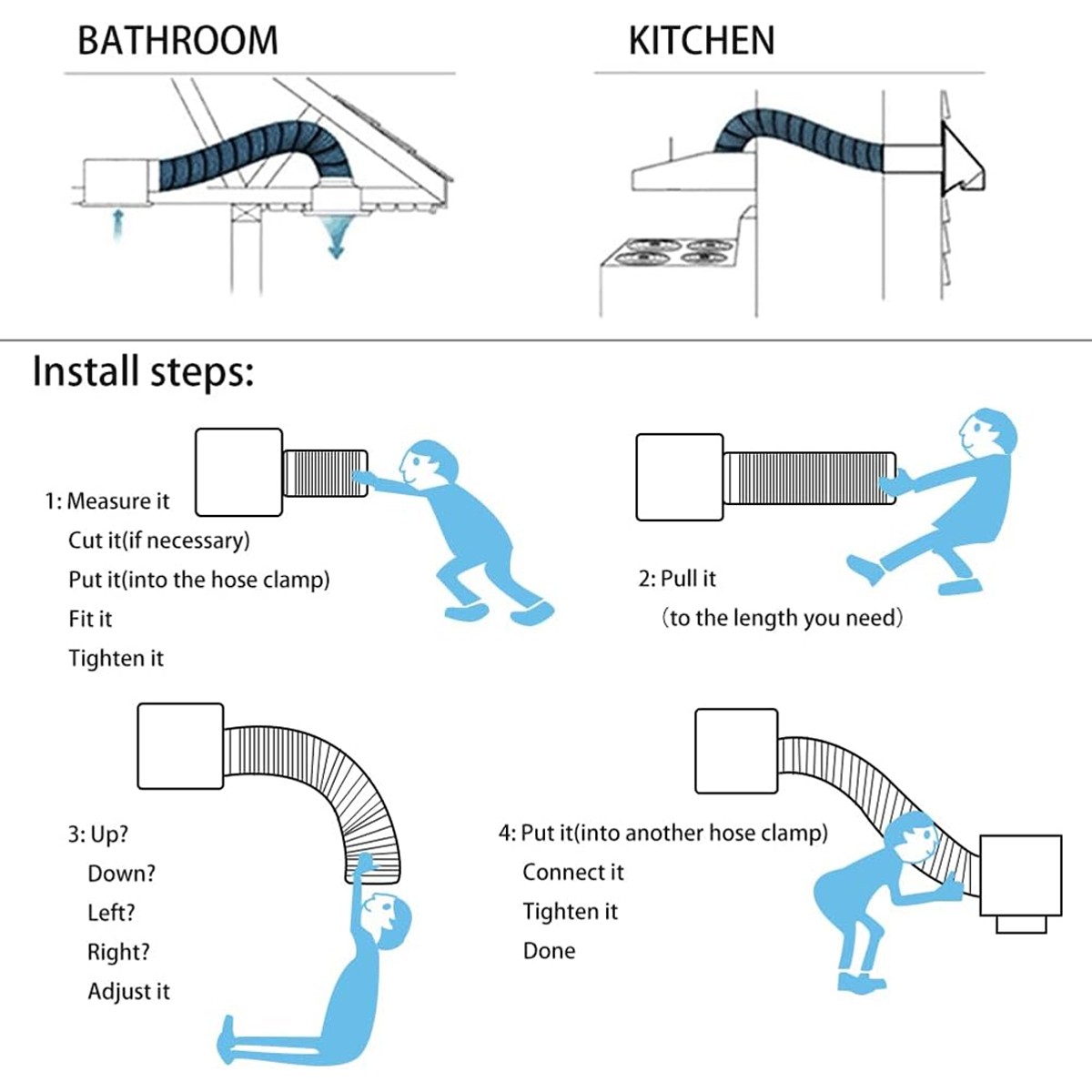 Flexible 4 inch 10 FT Aluminum Ducting Dryer Vent Hose for HVAC Exhaust