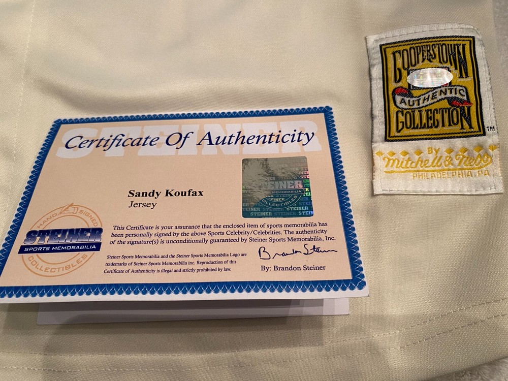 SANDY KOUFAX Signed (Mitchel & Ness) Dodgers Jersey-Steiner Authenticated-(Mint)