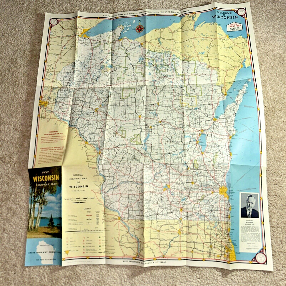 1957 WISCONSIN HIGHWAY MAP