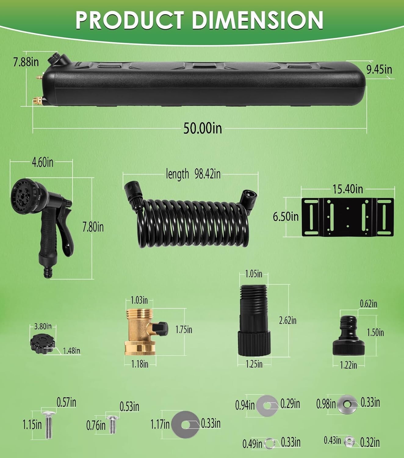8 Gallon Pressurized Water Tank for Camping Showers, Multiple Mounting