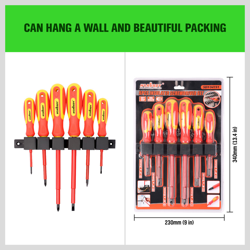 6pc Electrician's Insulated Magnetic Electrical Hand Screwdriver Tool Set New