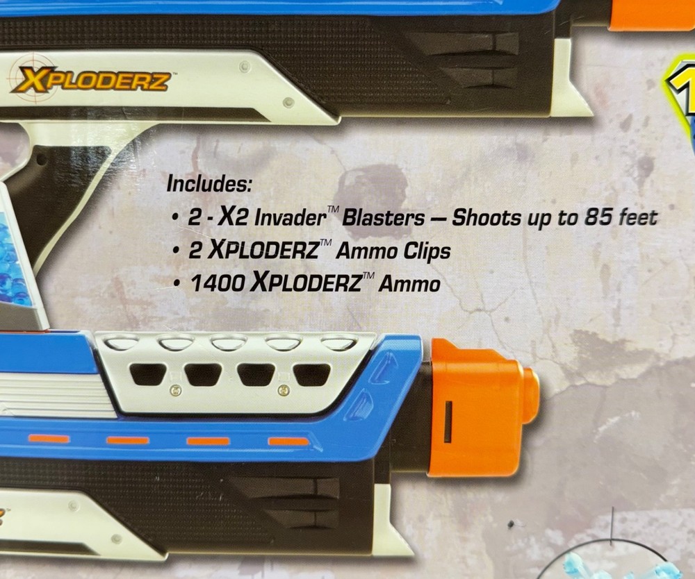 Xploderz X2 Invader Blasters Face Off 1400 2 Pack with 1400 Rounds Sealed