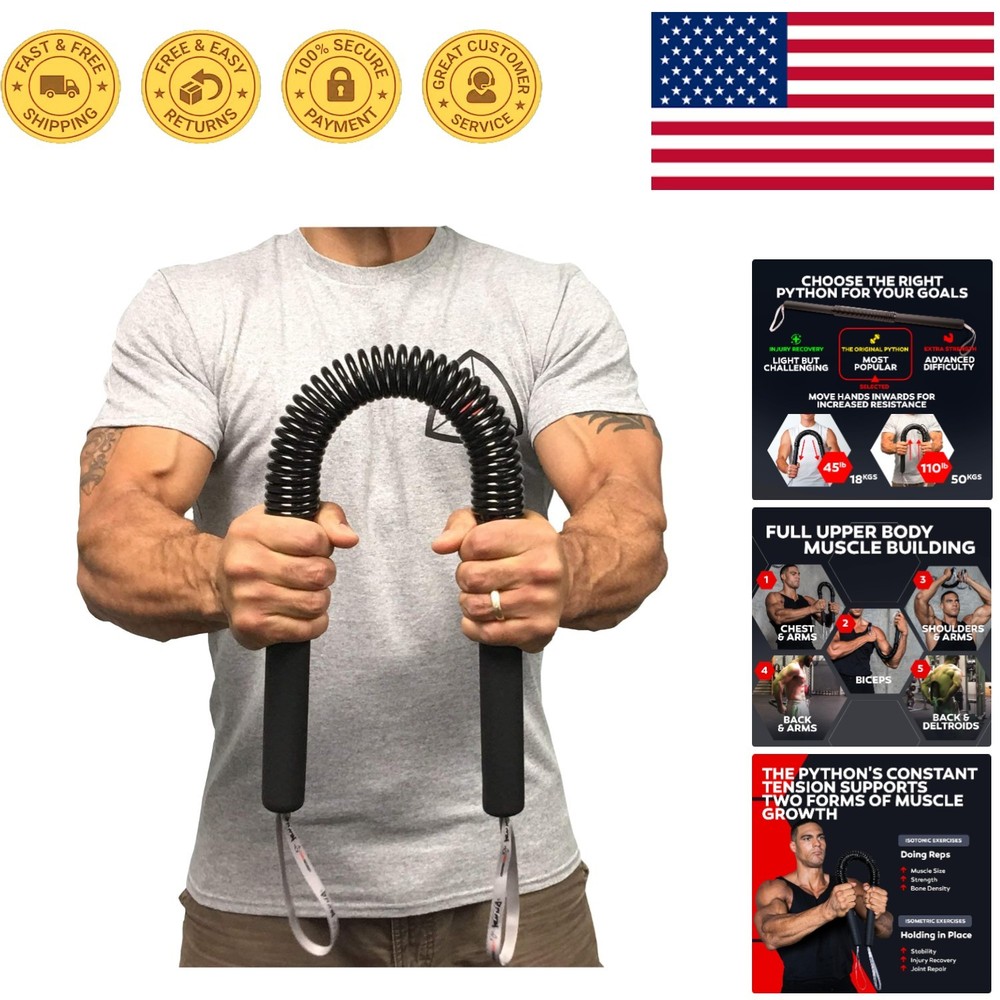 Ultimate Arm and Chest Strength Trainer - Python Power Twister Bar (45-110lb)