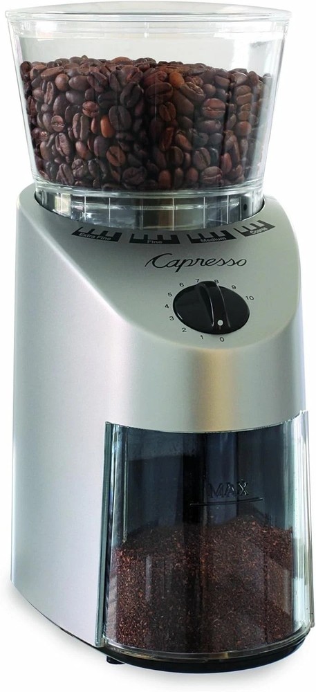Versatile Brushed Silver Infinity Burr Grinder - Ideal for All Coffee Styles