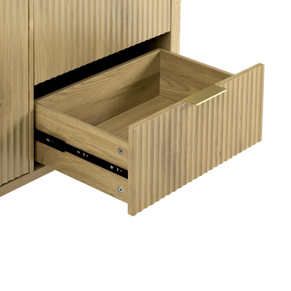 U-Style Modern Wave-Pattern Sideboard (3 Drawers, Hooks, Extra Leg, Large Storag