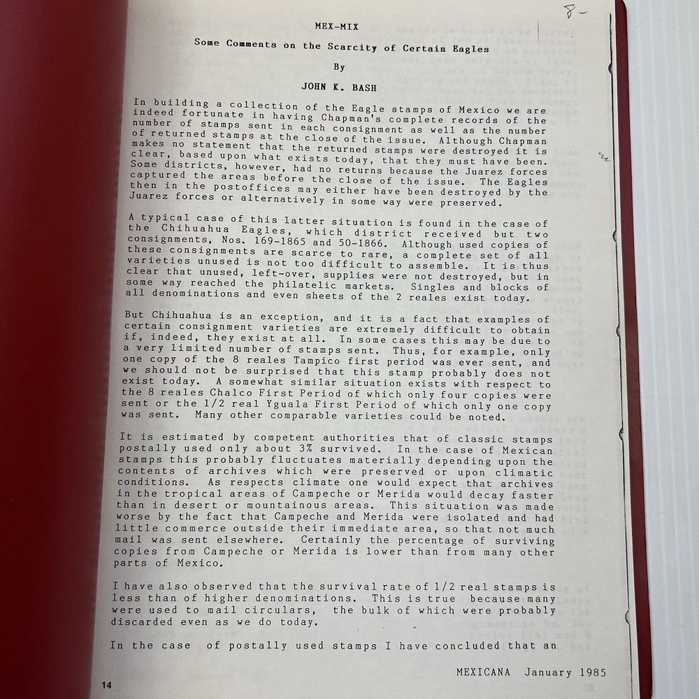 Mex-Mix:Some Comments on the Scarcity of Certain Eagles by John K. Bash (1985)