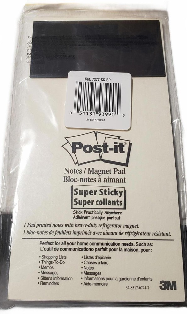 Post-it Super Sticky Magnet Pad Notes 3M 100 Sheets Total - New Sealed - Read