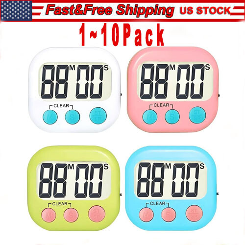 Large LCD Digital Kitchen Cooking Timer Count Down Up Clock Loud Alarm Magnetic