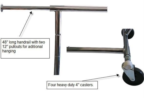Clothing Rack Rolling Folding Single Bar Rail Salesman Sample Garment Display