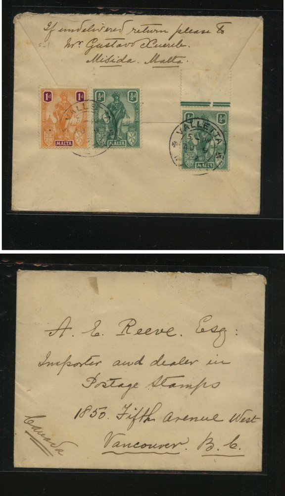Malta  nice  cover to  Canada           KS0329