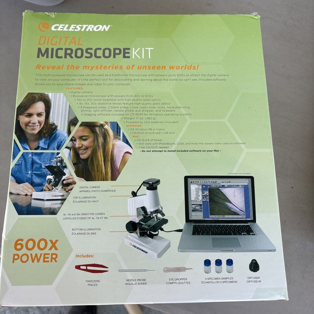 Celestron Digital Microscope Kit - 40X to 600X Magnification. Nos a143