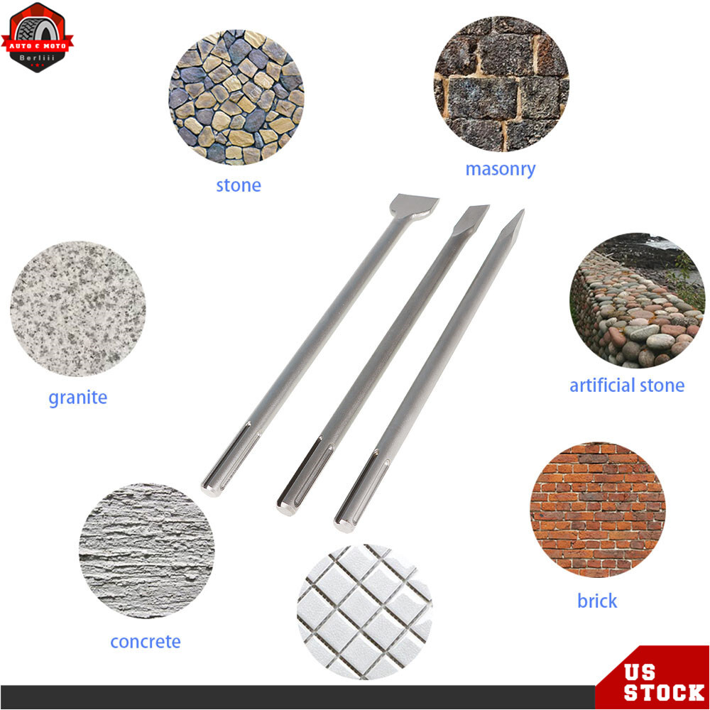 16-Inch SDS Max Chisel Set Heavy Duty Rotary Hammer Chisel Bit Set 3Pcs
