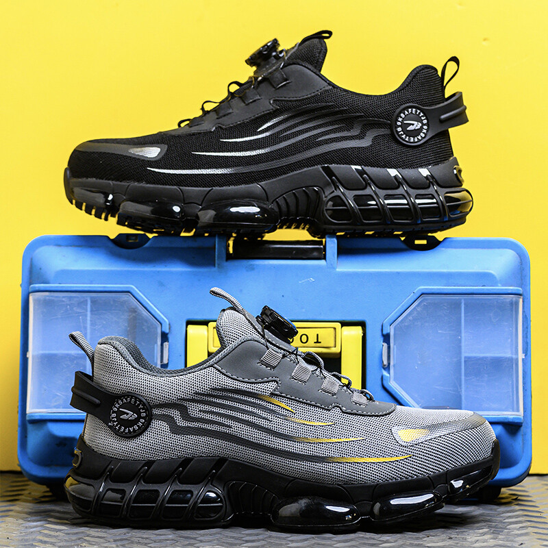 Men Work Safety Shoes Steel Toe Rotating Buckle Indestructible Non-slip Sneakers