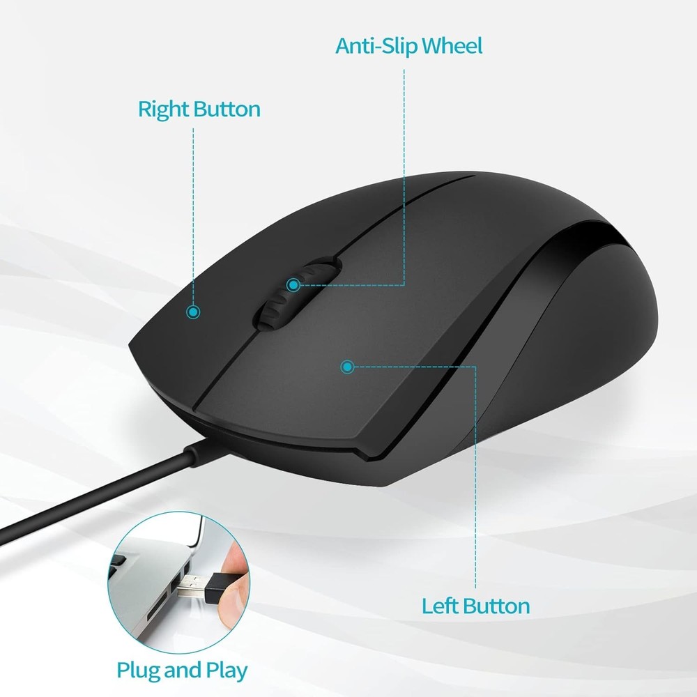 Silent Optical Computer Mouse for Chromebook Notebook PC USB Black UltraSoftX2