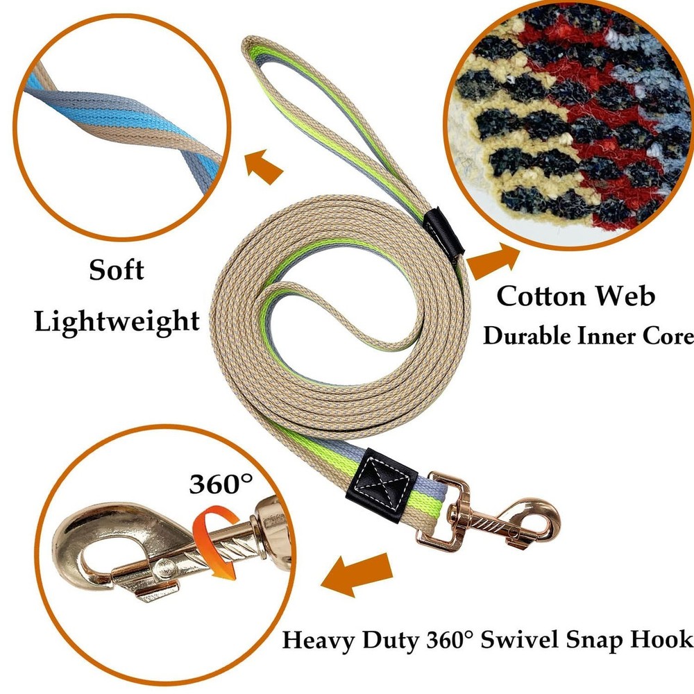Soft Cotton Web Dog Leash Basic Training Walking Lead, 6.5FT Long, 1 Inch Wid...