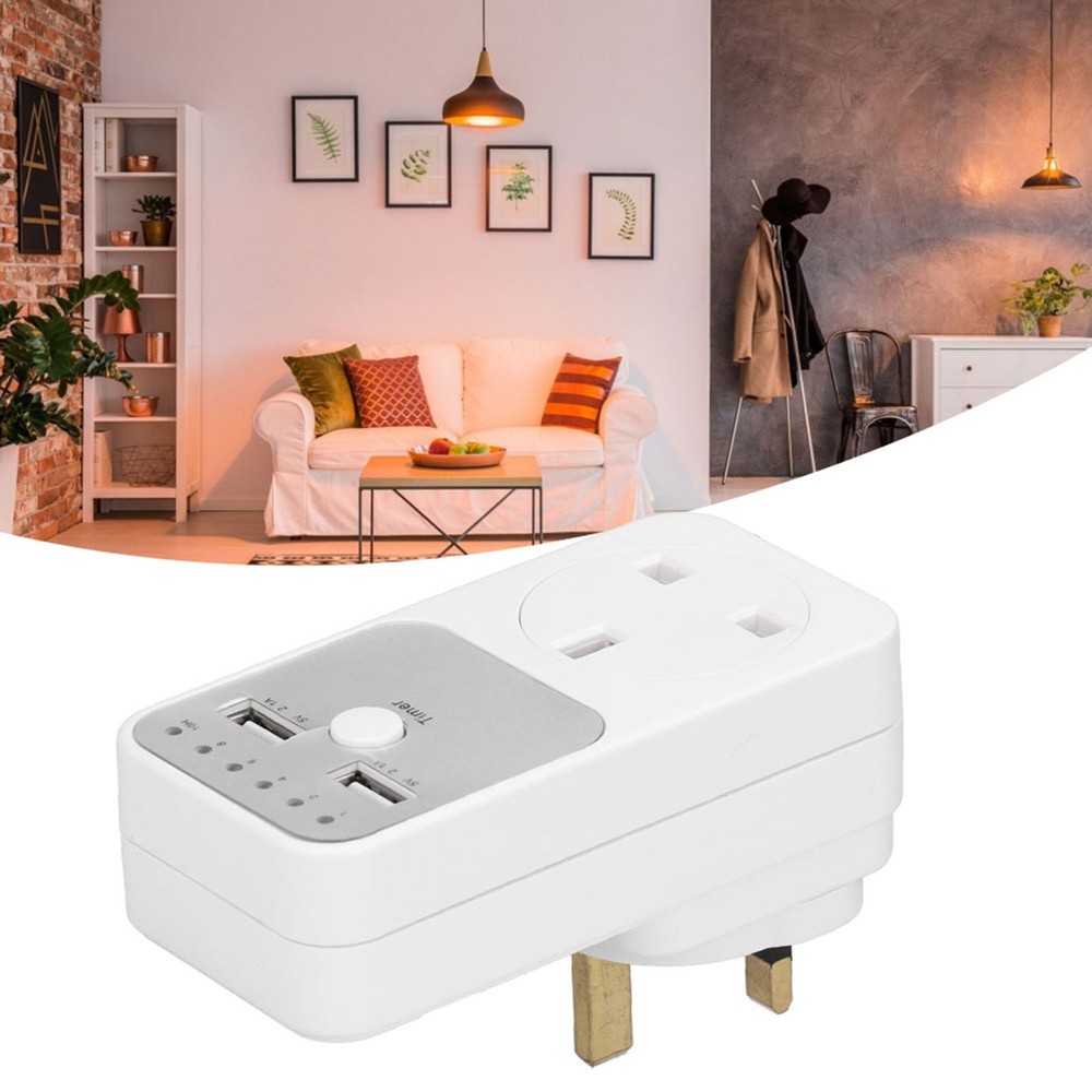 Digital Countdown Timer Socket With USB Ports For Home Appliances Energy Saving