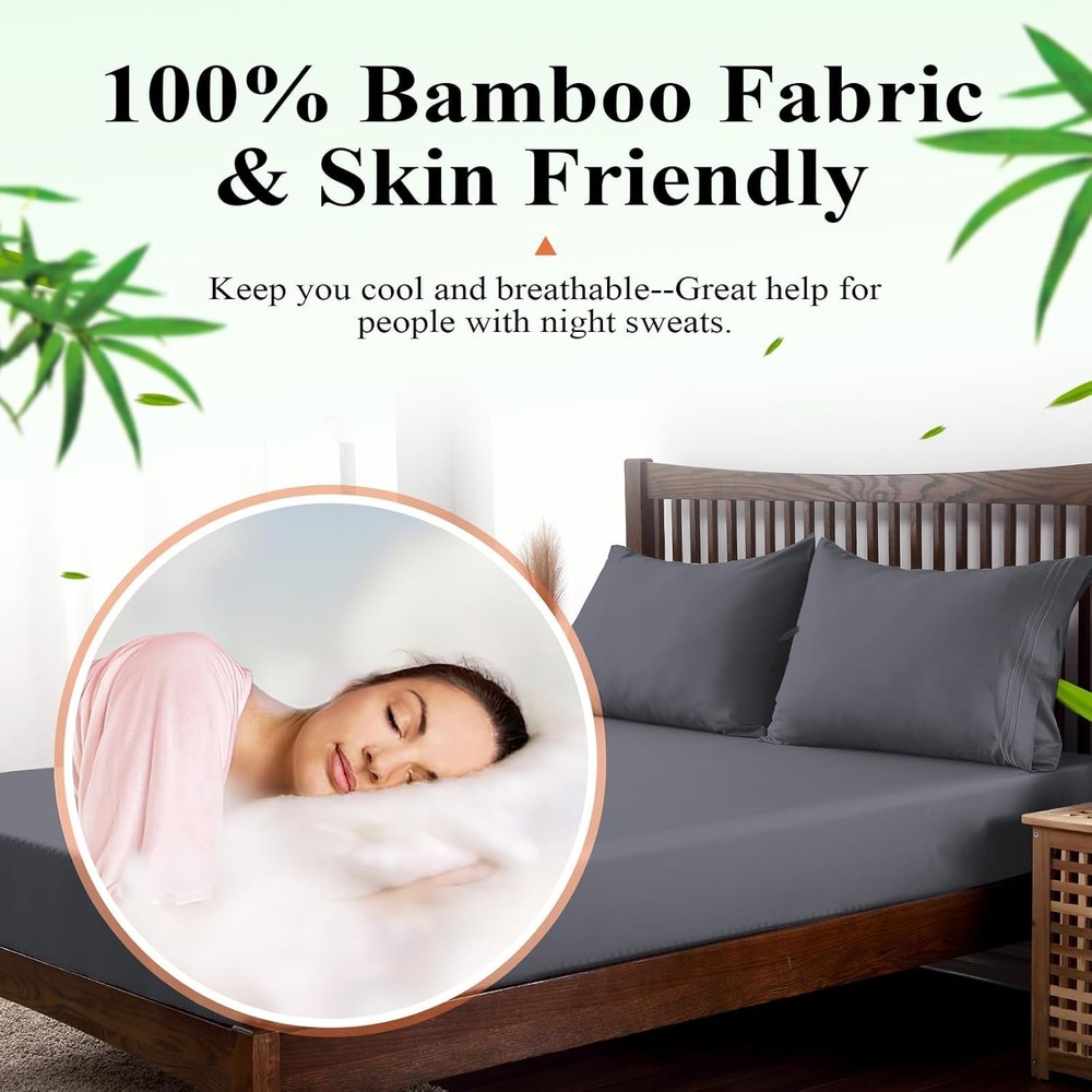 Bamboo Viscose Fitted Sheet King Size Only, 400 Thread Count, 8-16" Deep Pock...