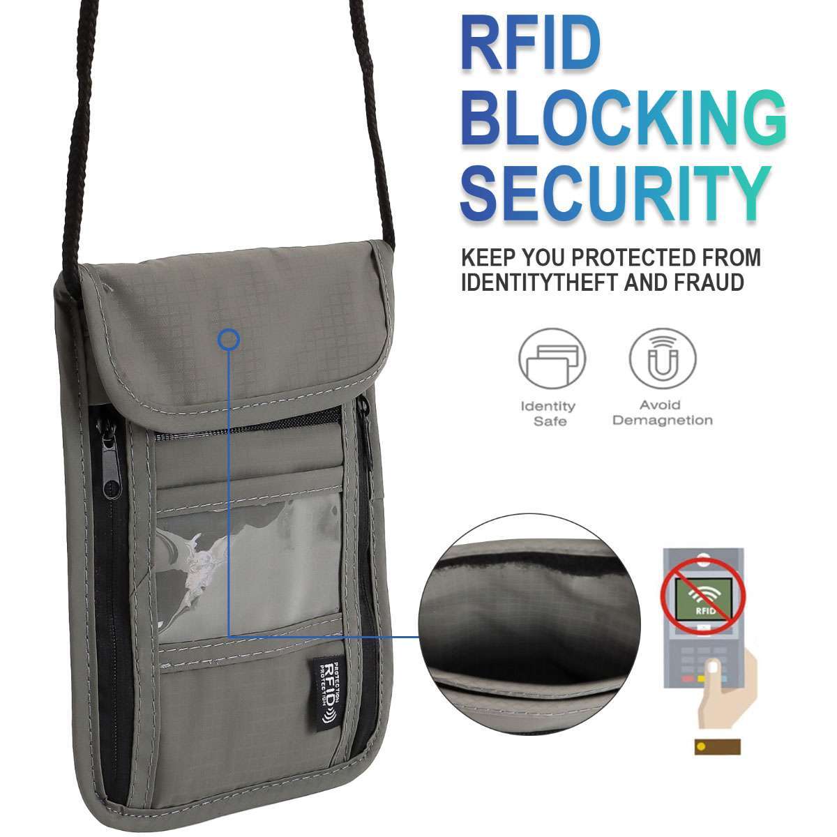 RFID Blocking Passport Holder Travel Wallet Bag Security Neck Pouch Anti-theft