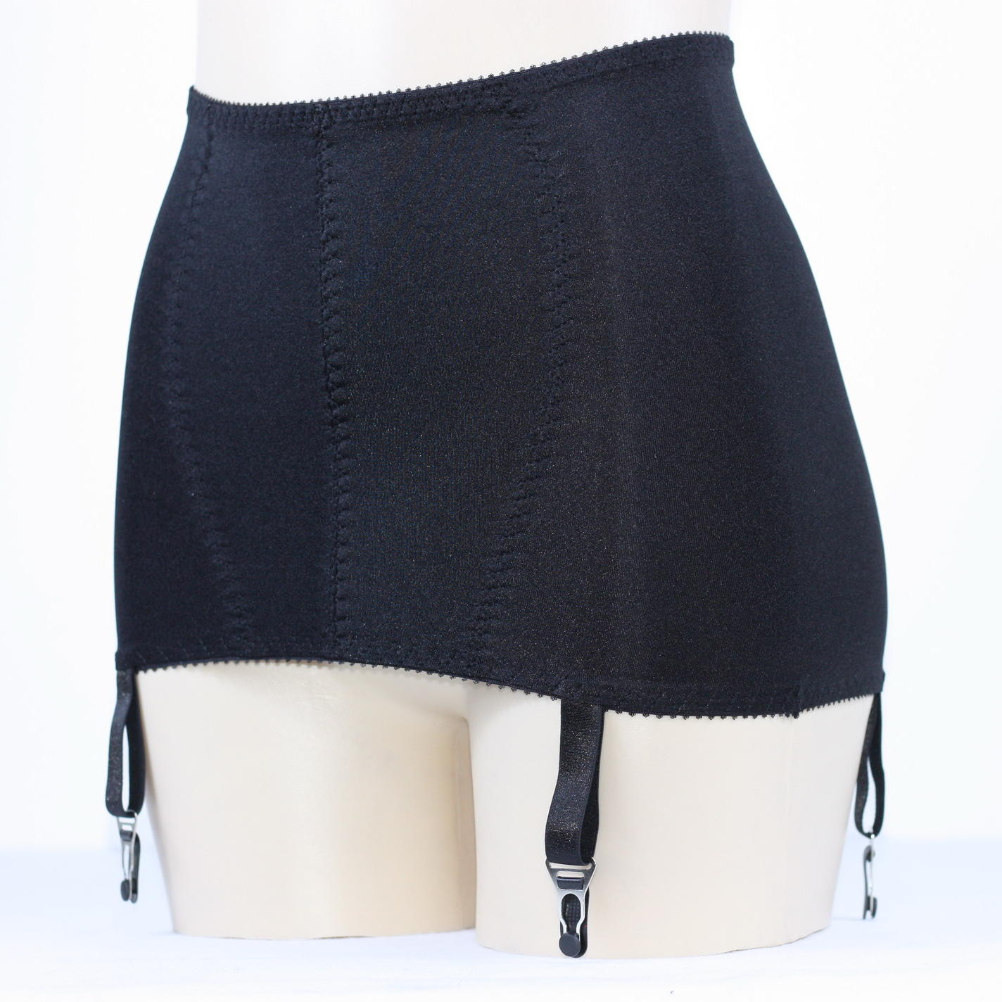 Luxallacki High Waist Open Bottom Girdle Skirt with Garter Straps for Stockings