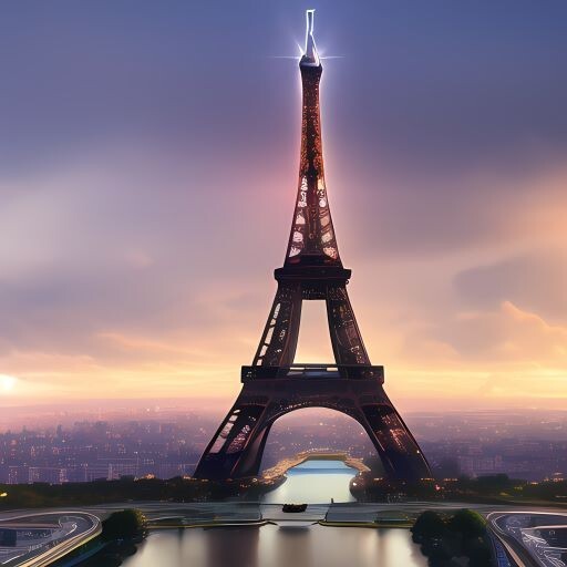 web image design, digital painting, file for printing Eiffel Tower Paris