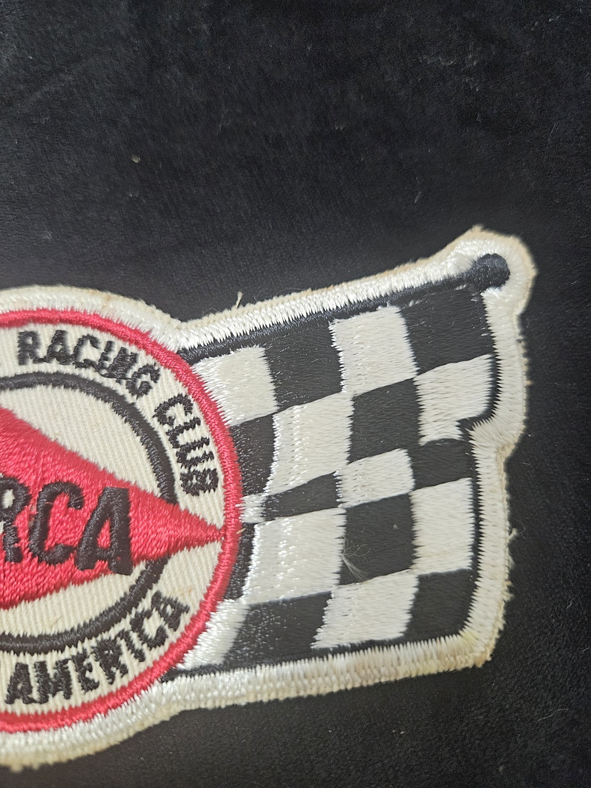 VINTAGE EMBROIDERED ARCA AUTOMOBILE RACING CLUB OF AMERICA PATCH W/CHECKERED FLA