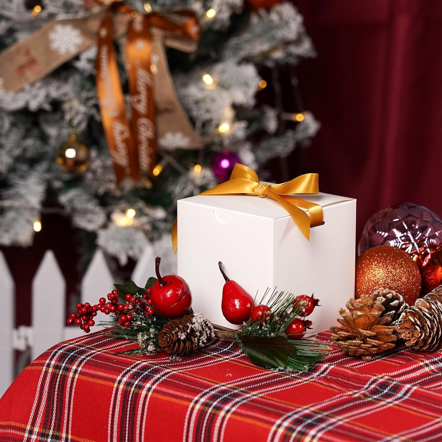 10 Pack 4X4X4 Small Gift Boxes, White Gift Boxes with Lids for Presents, Elegant