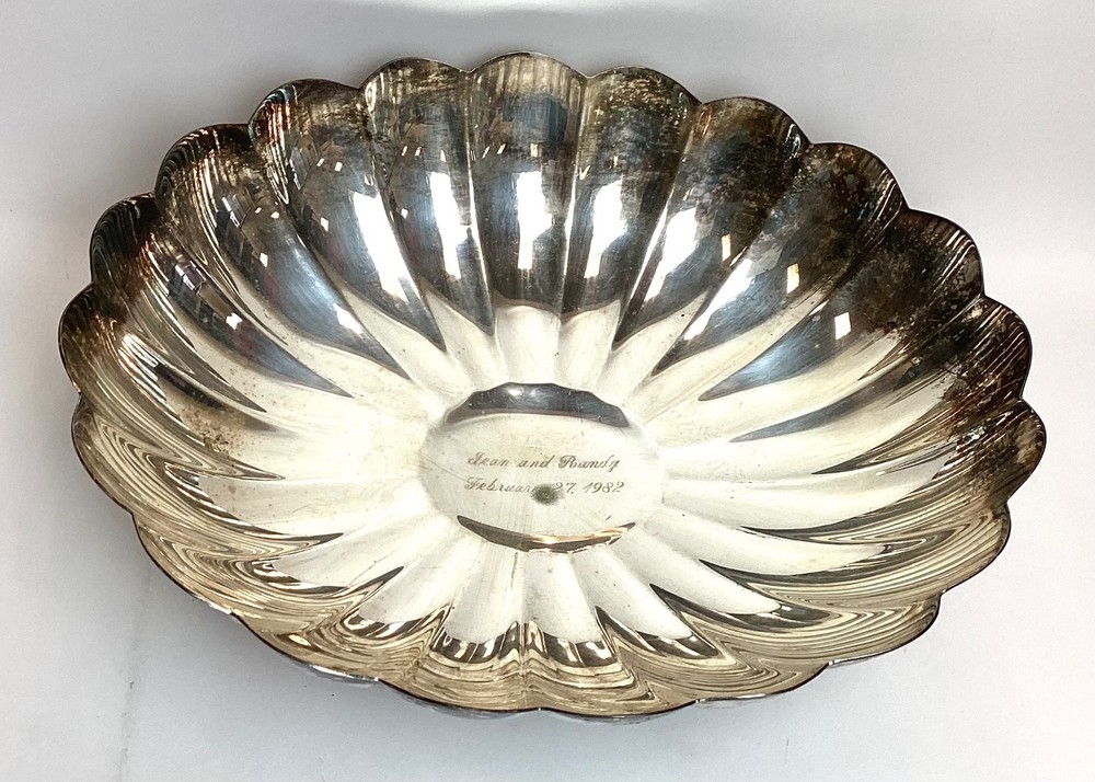 Vintage Monogrammed Silver-Plated Large Bowl Made by REED & BARTON