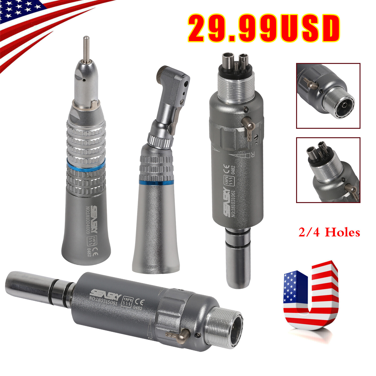 Estilo NSK Dental Contra Angulo Baja Velocidad Pieza de Mano 2/4Hole Micromotor