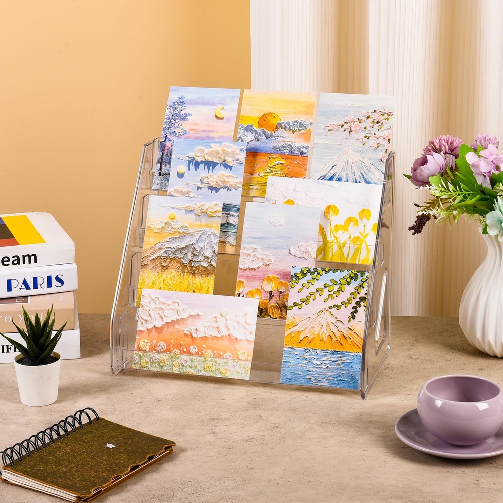 CELSOL 2 Pack Elevated 4 Tier Clear Acrylic Card Display Stand for CLEAR