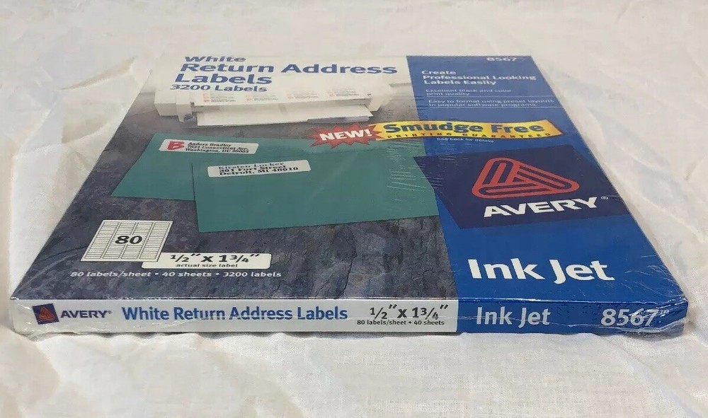 Avery # 8567 White Return Address Labels 3200 Labels