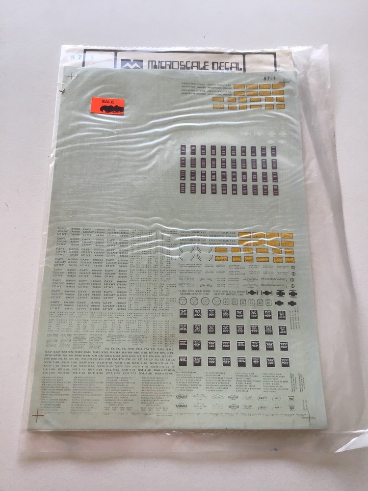 MICROSCALE DECAL HO SCALE 87-1: Freight Data Placards New