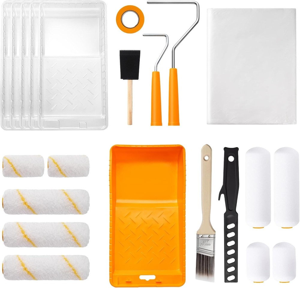 Paint Roller Kit 22 Piece, 4" 2" Paint Rollers,Foam Paint Roller,Microfiber Roll