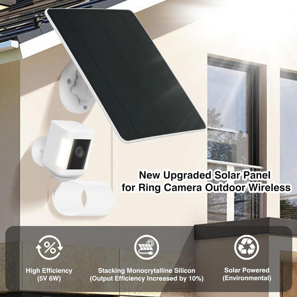 Solar Panel for Ring Camera, Compatible with Spotlight Cam White