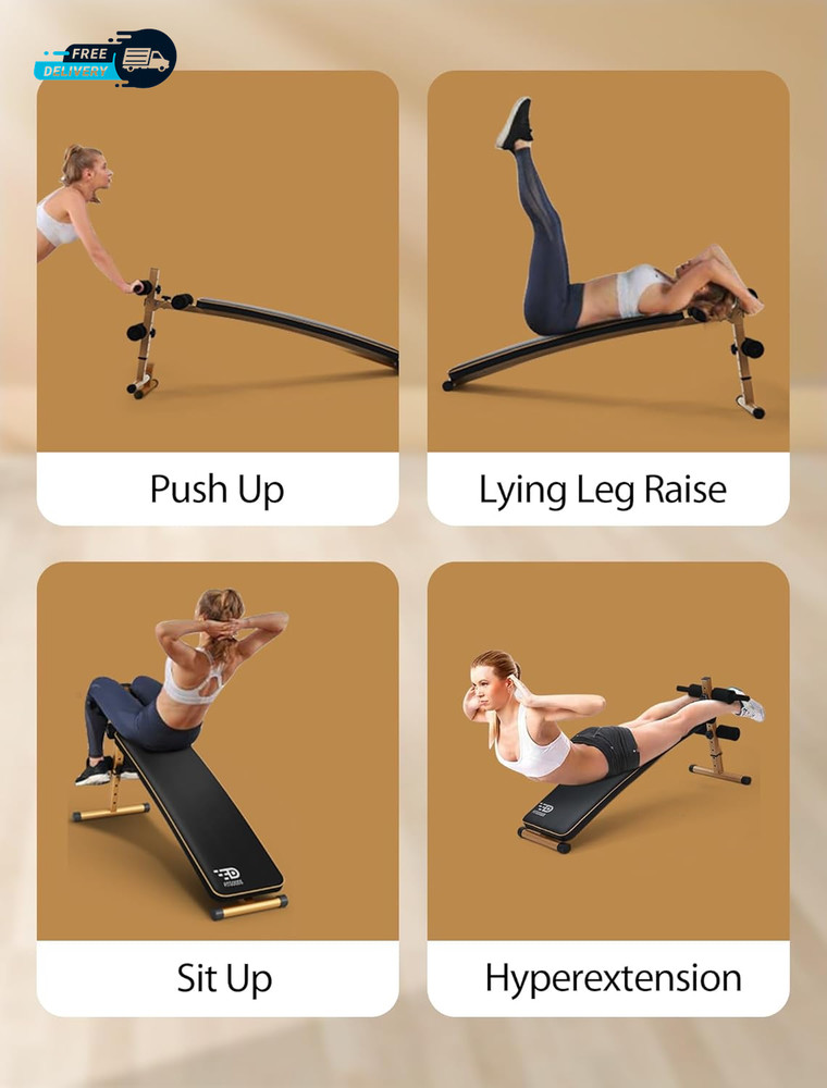 Sit up Bench, Adjustable Workout Bench for Ab Exercise, Curved Incline/Decline