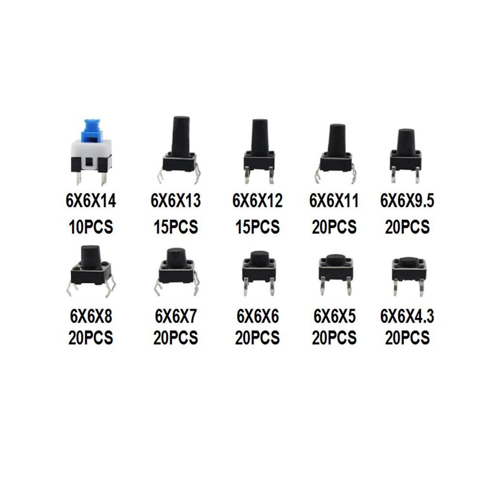 Push Button Tactile Switch Kit 180 Pieces Boxed for Electronic Device Repairs