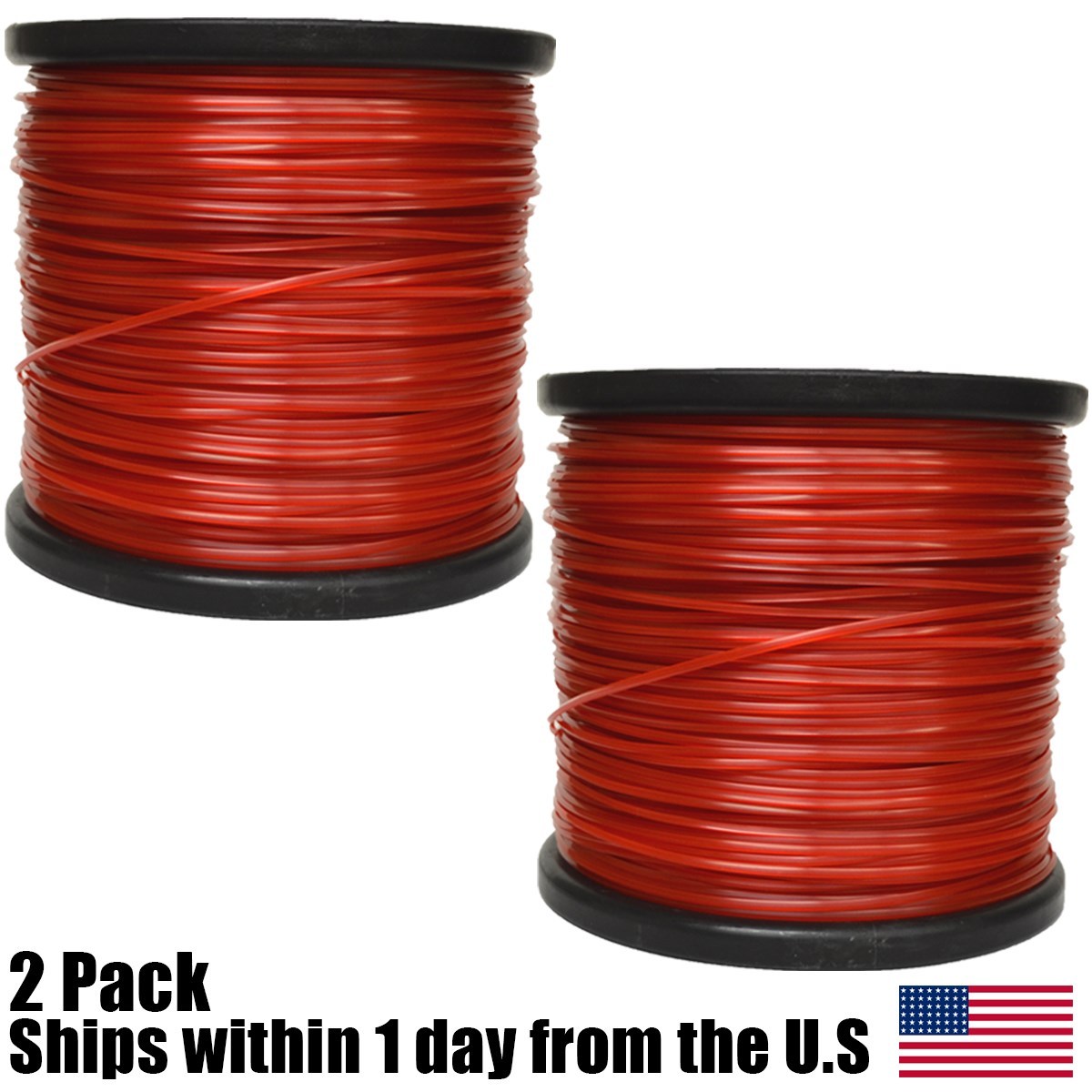 2PK 5lb .095 Square Red Commercial String Trimmer Line For Echo Stihl Redmax