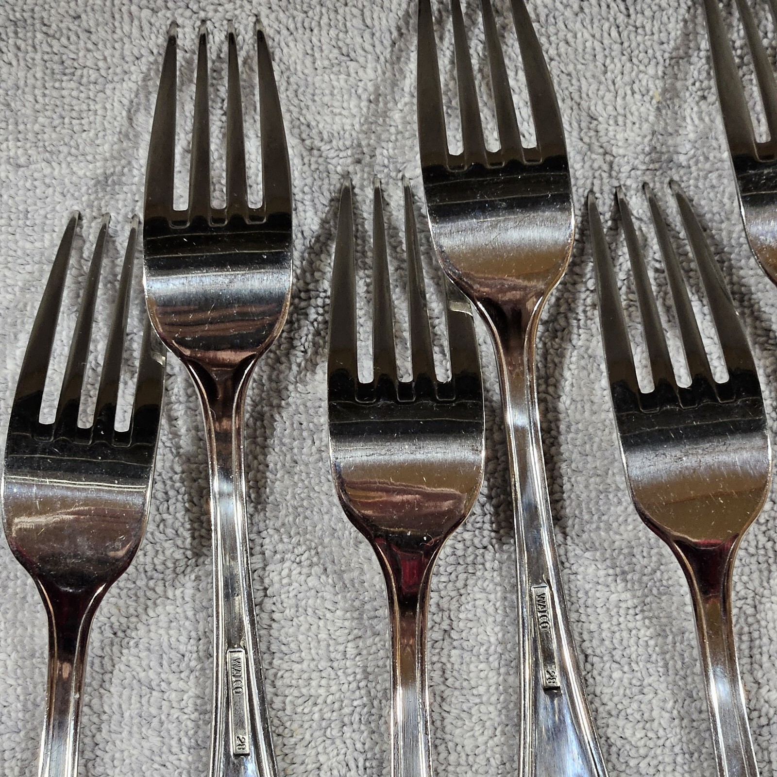 Set of 10 Walco Pacific Rim Dinner Forks 7-1/2" Stainless With Mirror Finish