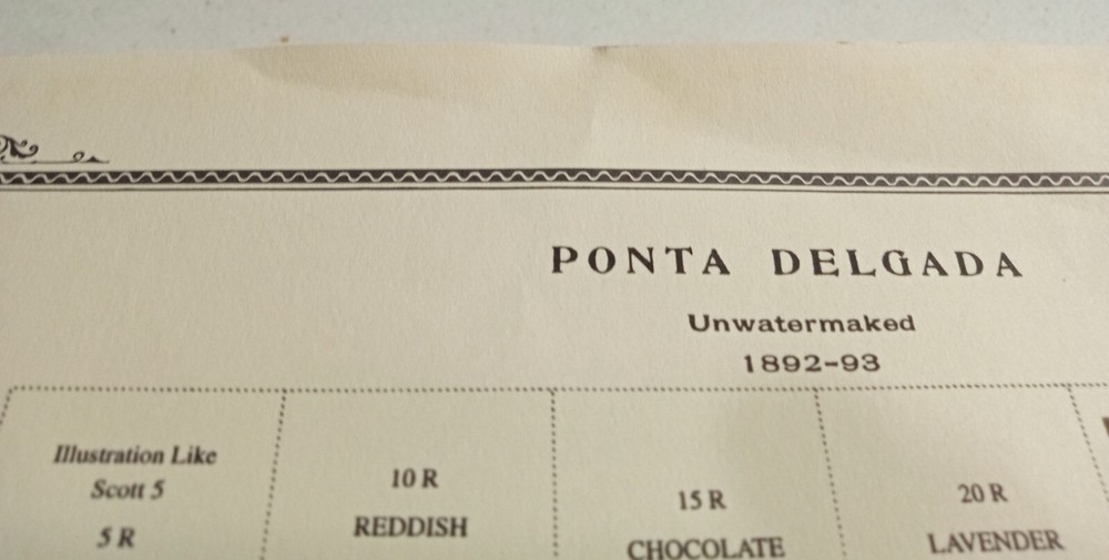 Ponta Delgada Scott Specialty Page, 1892 To 1905, Damaged