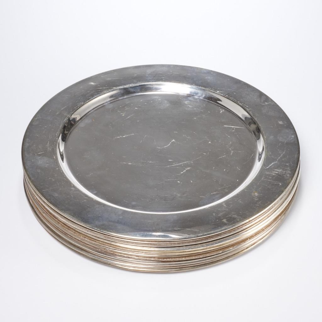 12 Silver Plated Round Charger Service Presentation Plates Barbara Walters B