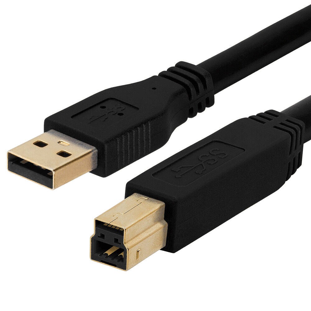 3 Feet Black USB 3.0 Printer Cable USB Type A to B Super Speed Data Transfer