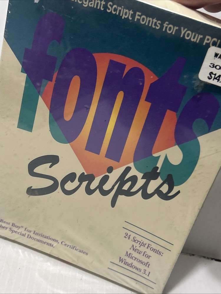 Fonts Scripts For Microsoft Windows 3.1 Vtg PC Software High Density 3.5” /170j