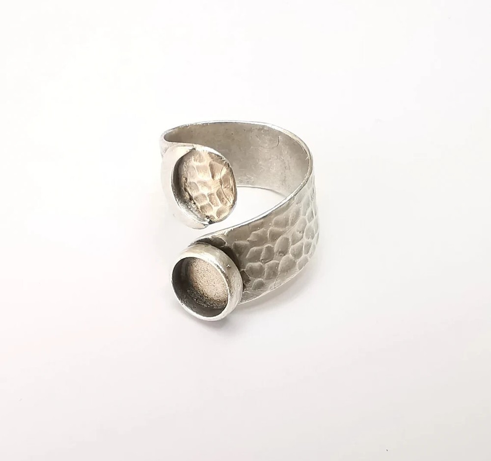 Crescent Ring Setting Blank Cabochon Mounting Adjustable Ring Base Bezel