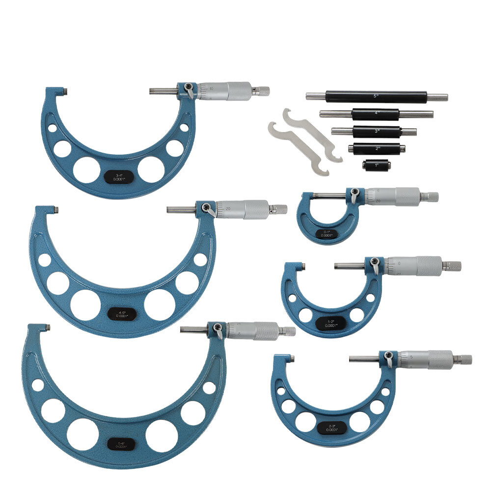 6 Pack 0-6" Precision Outside Micrometer Set 0.0001" Carbide Standards Set