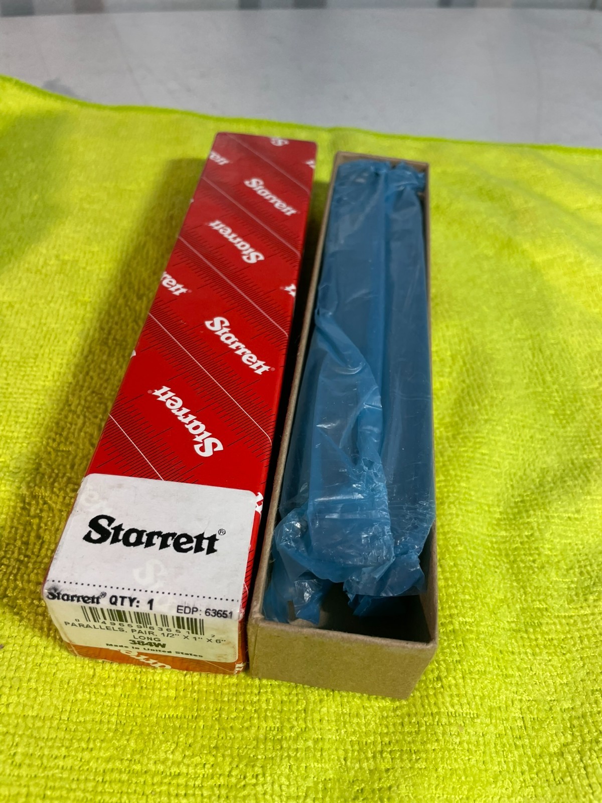 Starrett 384W Precision Parallel Pair 1/2" x 1" x 6" USA Made w/ Box