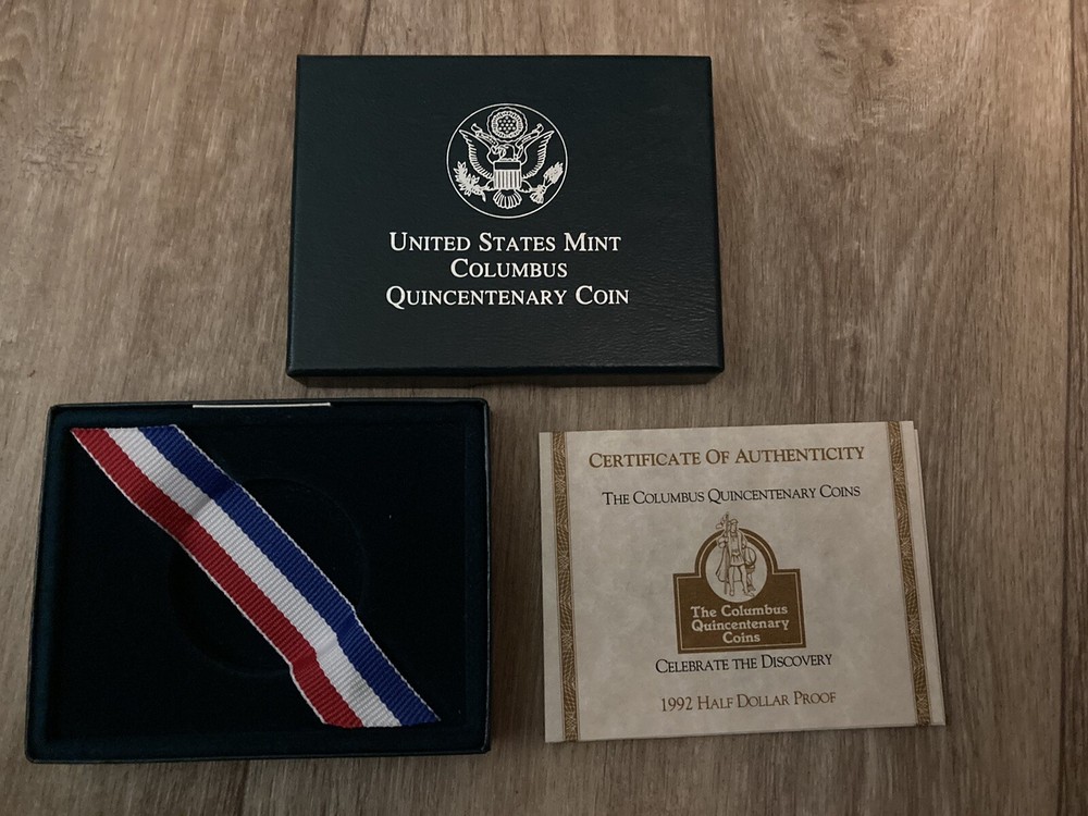 1992 Proof Columbus Quincentenary Half Dollar Box Only with Paperwork