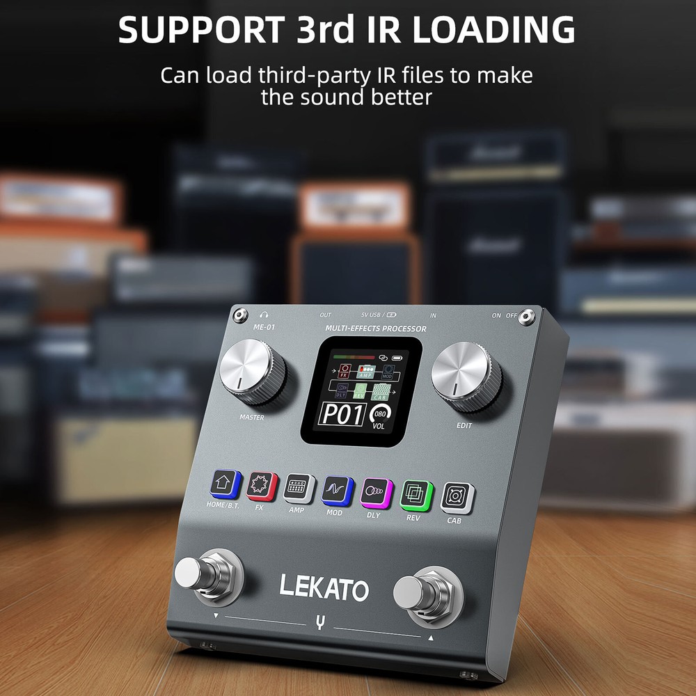 Rechargeable Multi Effects Guitar Pedal BT Audio Processor 80 Presets 20 IRs